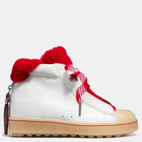 Coach G1493 Leather High Top Shearling Sneaker - Picture 2 of 3